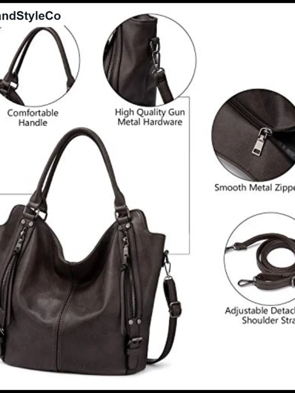 PU Leather Hobo Shoulder Bag with Tassels